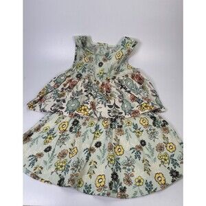 Haute Hippie Kids Girls Dress 5/6 Floral Tiered Boho Mint Green Summer Outfit